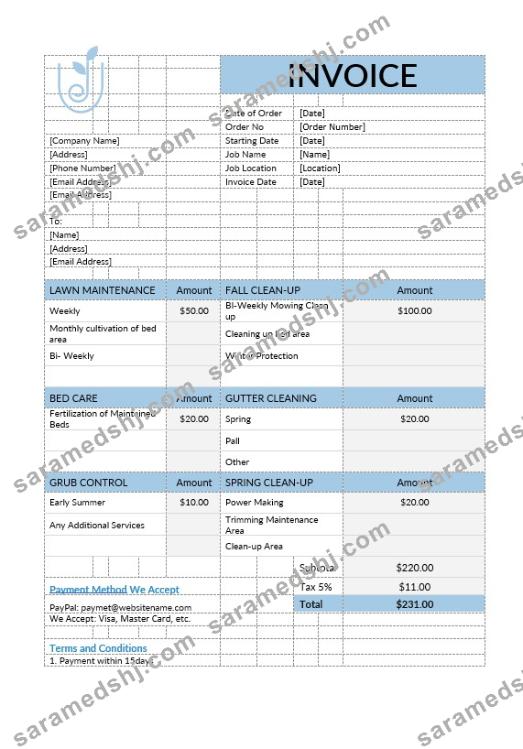 Lawn Care Invoice Template
